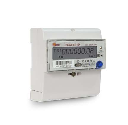 Счетчик электроэнергии НЕВА МТ 124 AS ОР 1ф 5-60А 220В многотариф. оптопорт; профиль мощности; журнал событий DIN ЖКИ Моск. вр. Тайпит 6105277