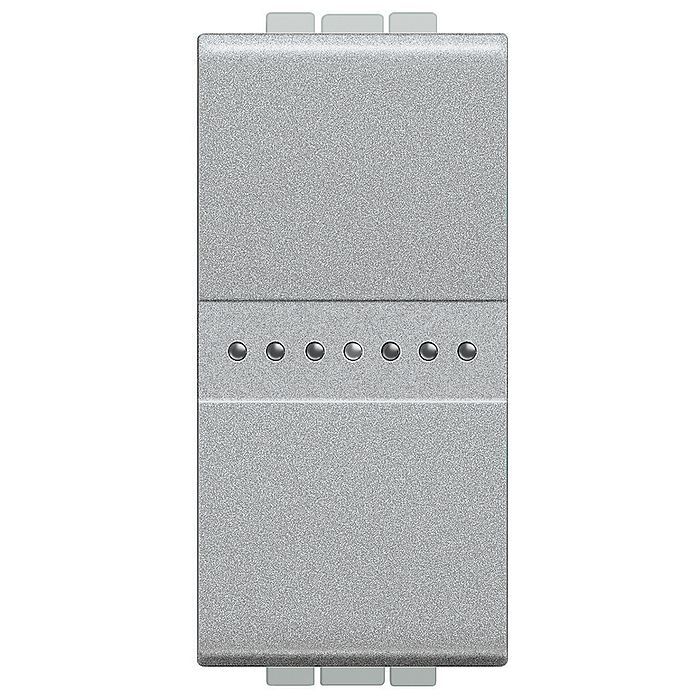 Выключатель одноклавишный перекрестный BTicino LIVING LIGHT с возможностью подсветки, алюминий, NT4054