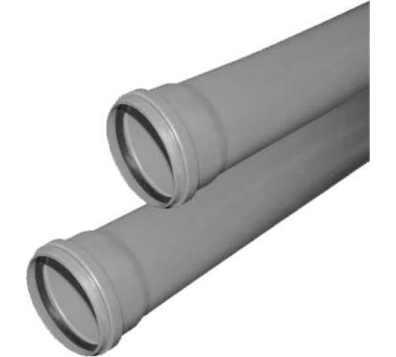 Труба канализационная 50 х 1000 мм, толщина 1.8, PP однораструбная, серая