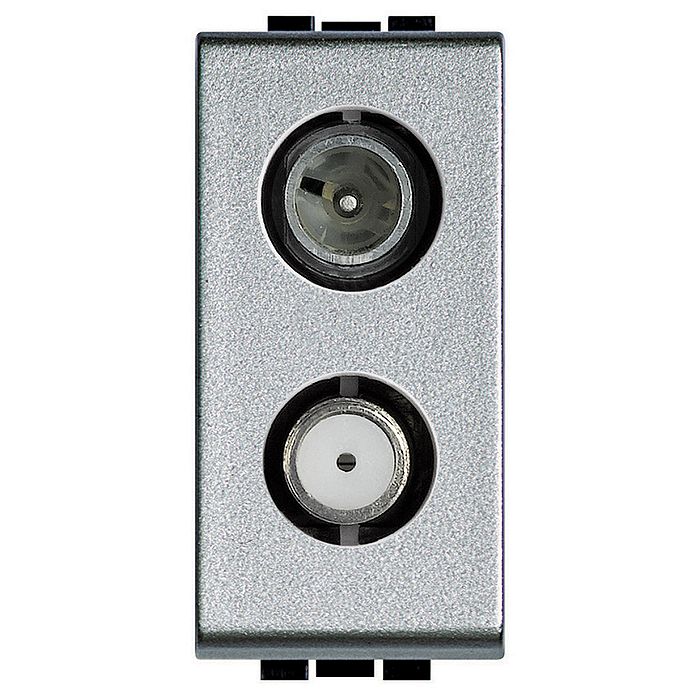 Розетка TV-SAT BTicino LIVING LIGHT, скрытый монтаж, алюминий, NT4214D