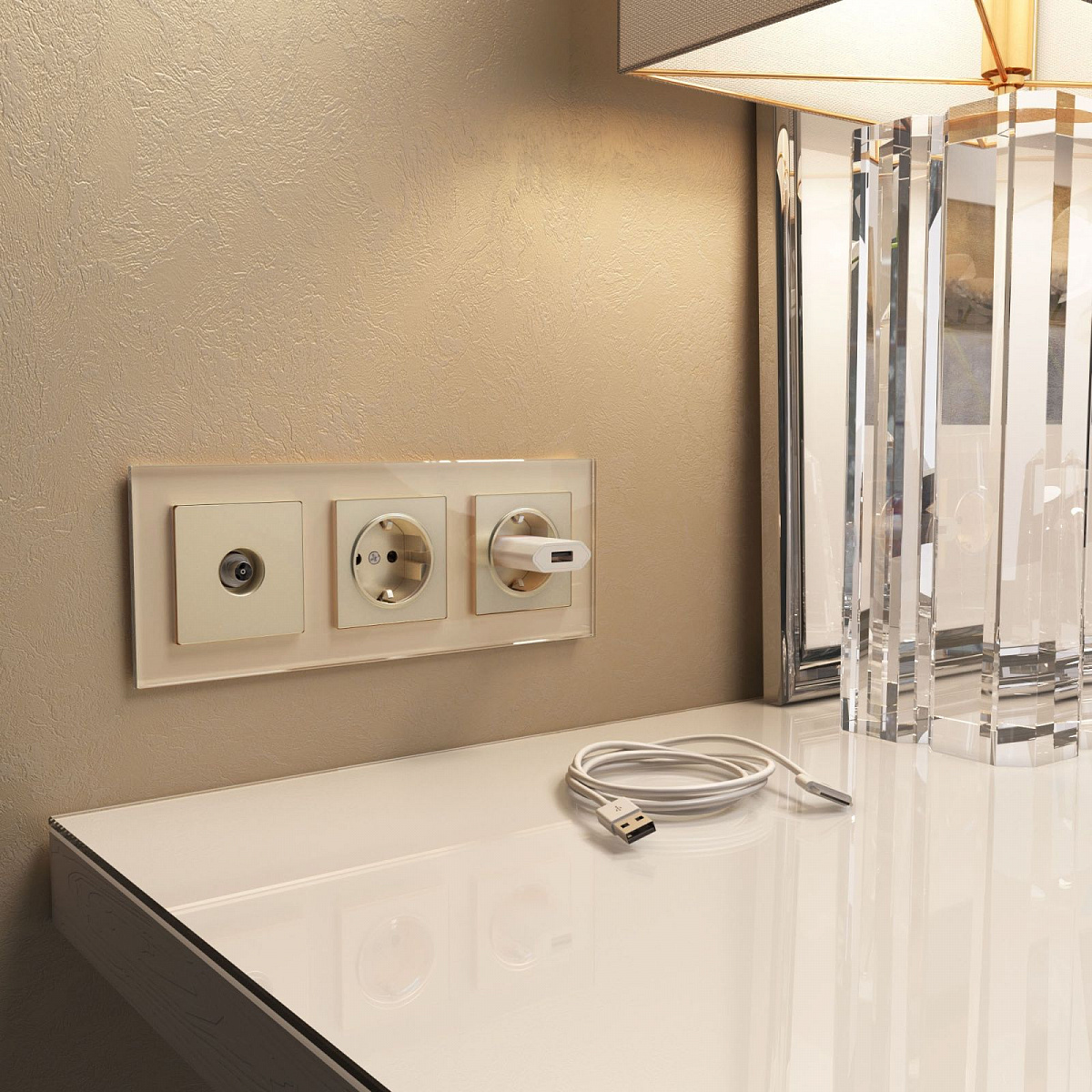 Рамка из стекла на 3 поста Favorit шампань W0031111