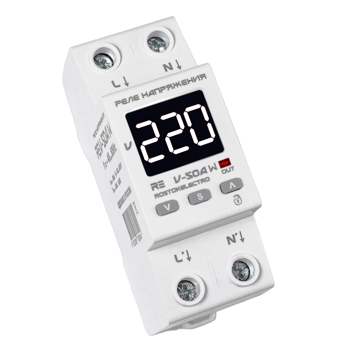 Реле напряжения RE V-50A W RostokElectro                                         